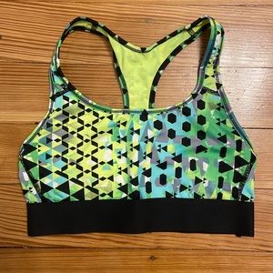 Victoria Sport Neon Yellow Aqua Green Racerback Sports Bra